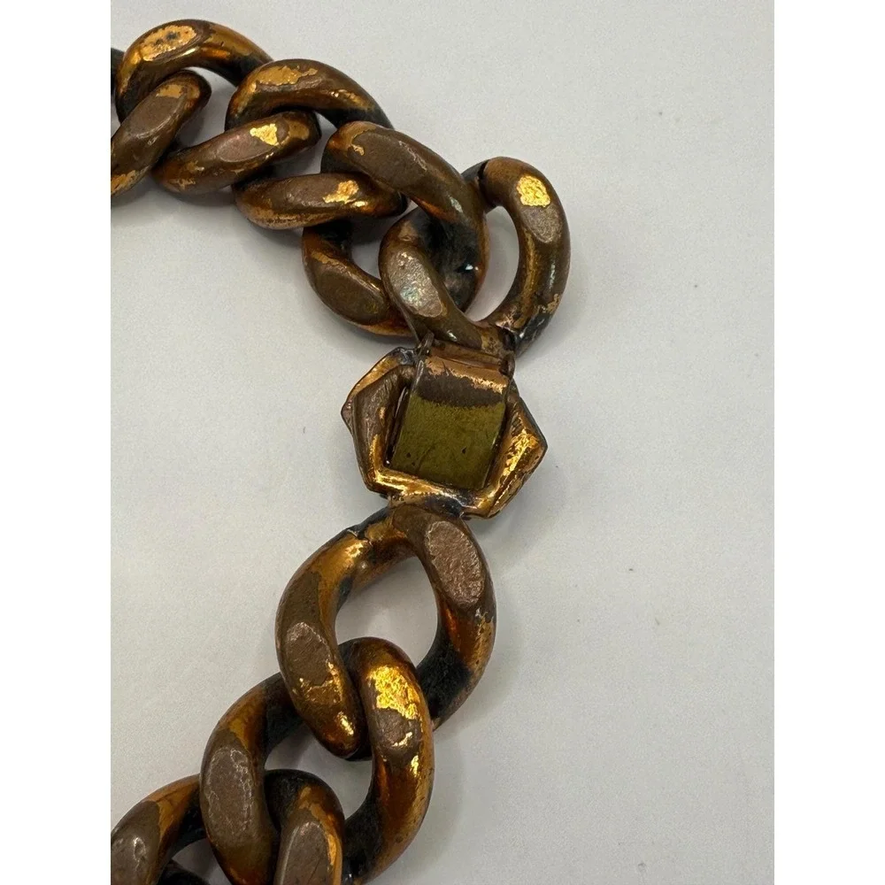 Vintage Gold Tone Chunky Curb Link Bracelet‎ – Heavy Chain Statement Style
